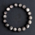 Natural obsidian crater ball bracelet with ground texture beads in silver or golden meteorite colours
