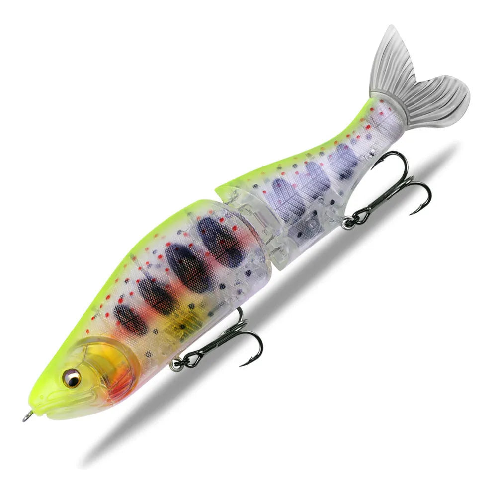 185mm plastic swimming fishing lure for bass on a blue background.