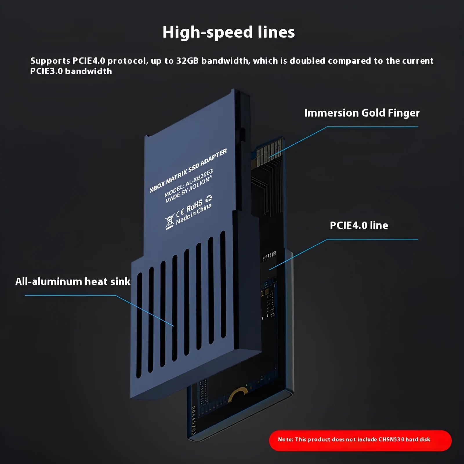 Xbox Series X/S hard disk switching box kit with aluminium enclosure, screwdriver, and manual.