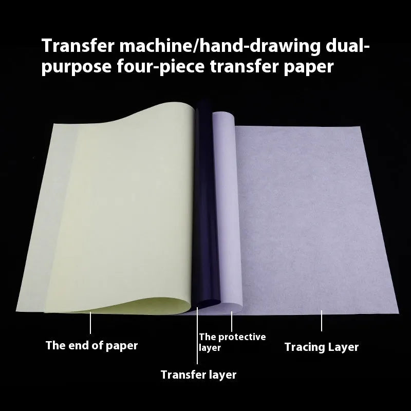 Tattoo transfer paper quadruple copy pack with transfer paste gel for A4 hand drawing