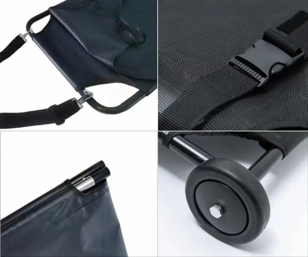 Black foldable aluminium alloy pet stretcher for emergency animal transport
