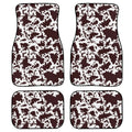 Black printed rubber car foot mat set showing 20mm thickness and four-piece layout for general vehicle models