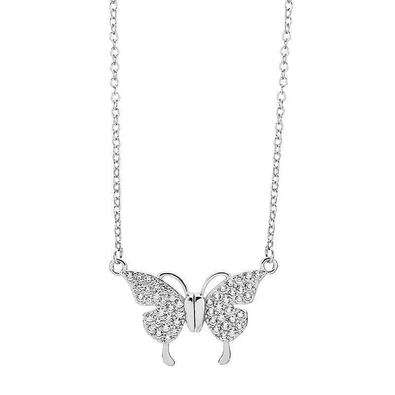 Women's magnetic fastening butterfly necklace with twisted titanium steel chain in gold colour
