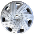 Universal wheel hub cover in ABS plastic available in silver, electroplating, or black finishes for 13-16 inch car wheels