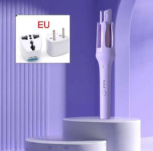 Automatic hair curler with 32mm barrel in white purple colour with wired power cord