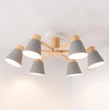Nordic style Macaron ceiling pendant lamp with multiple light heads in ironwood construction
