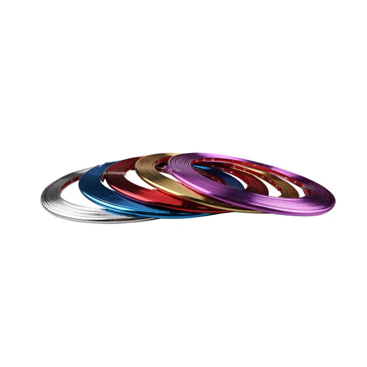 Galvanised wheel sticker guard circle in electroplated purple colour on 8 metre PVC roll