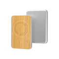 Khaki magnetic wireless charging bank with 5000mAh capacity measuring 102mm x 63mm