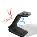 Black and white 3-in-1 upright wireless charging phone holder with Type-C cable