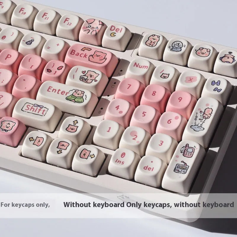 Pink PBT pig key cap with five-sided sublimation printing for mechanical keyboards