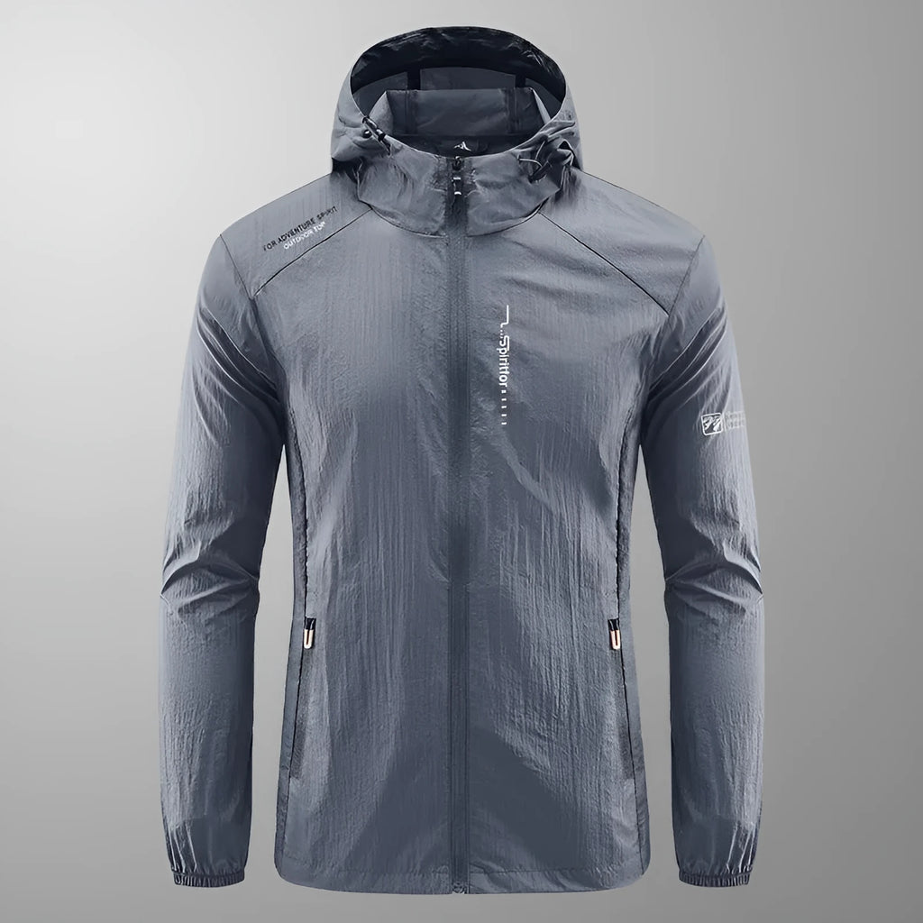 Men's loose fit hooded summer jacket in thin nylon fabric for sun protection