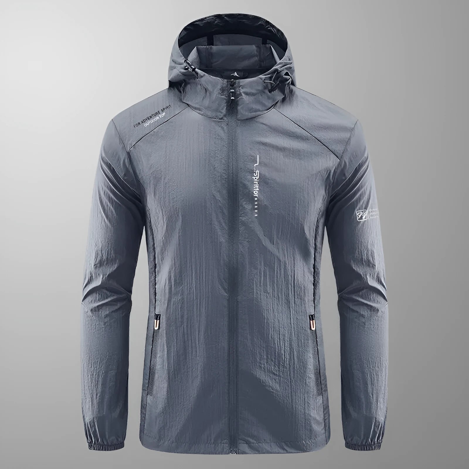 Men's loose fit hooded summer jacket in thin nylon fabric for sun protection