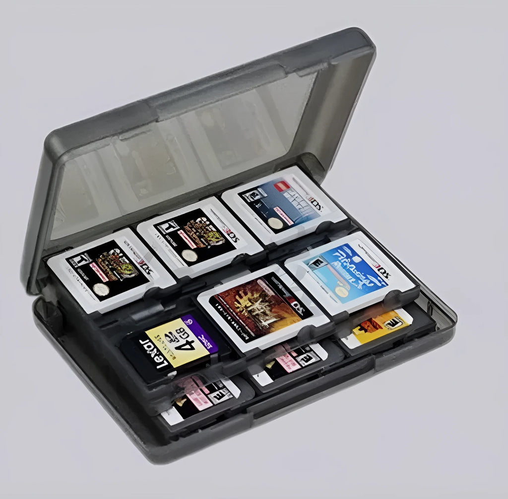 NDS 3DS game card storage box holding multiple cartridges in black PP plastic case