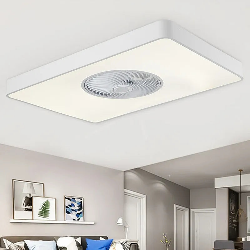 Nordic style ceiling fan with integrated light and solid wood blades in rectangular, round, or square shapes.