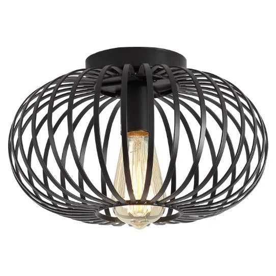 Round indoor ceiling light with iron body and acrylic shade for living room, bedroom, or hall, LED light source