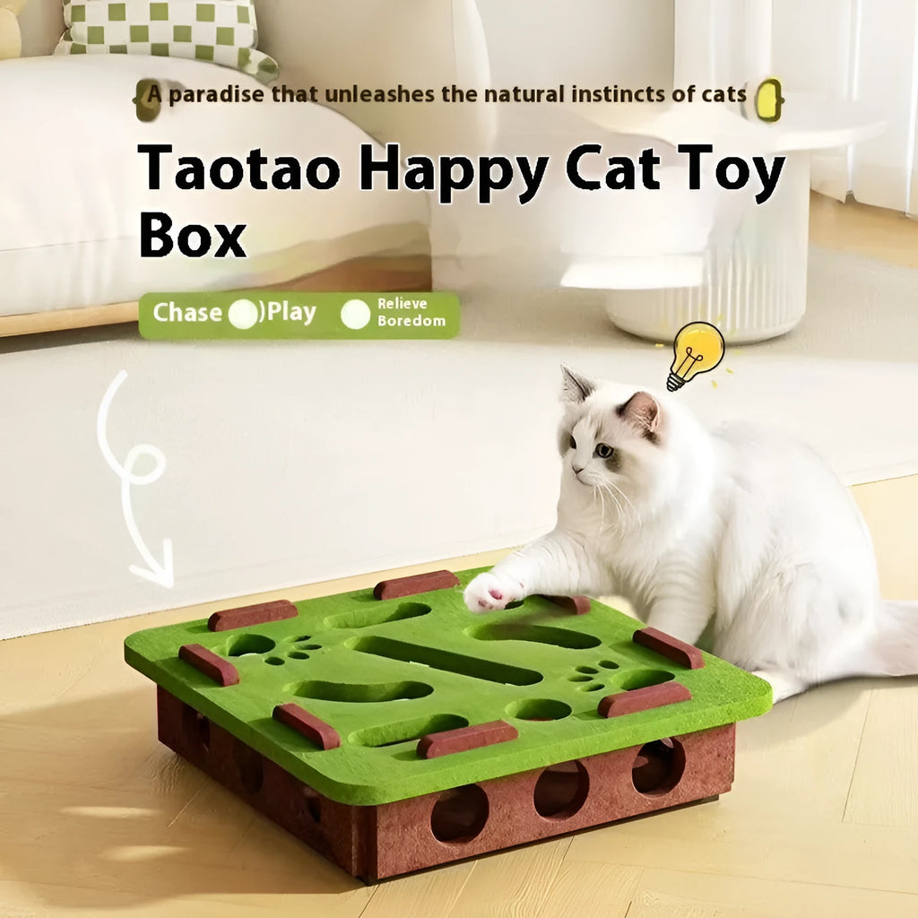 Green brown felt cat scratching box with hole design for cats to scratch