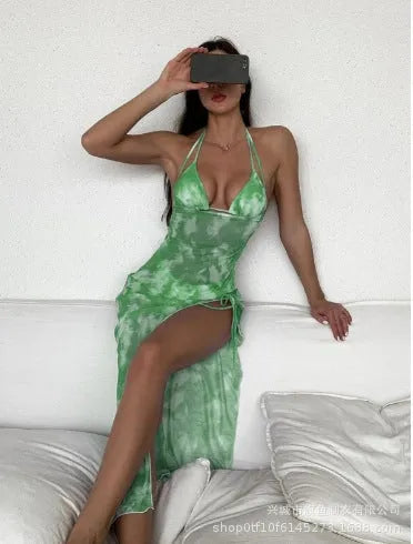 Three-piece printed bikini set in multicolour Pattern 12 polyester, sizes S to XL