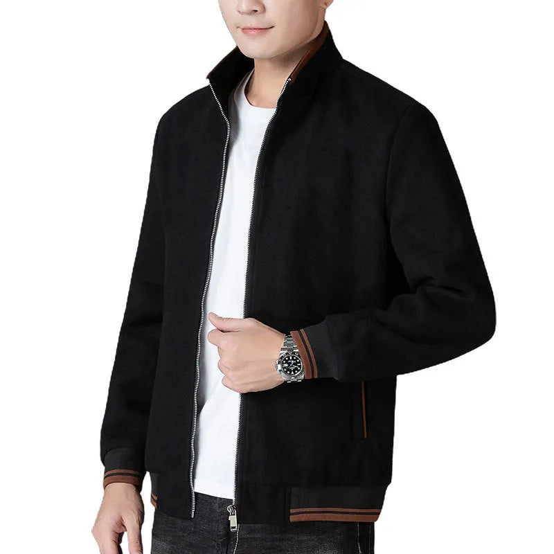 Men's grey sports-style fleece jacket with long sleeves and a stick pocket