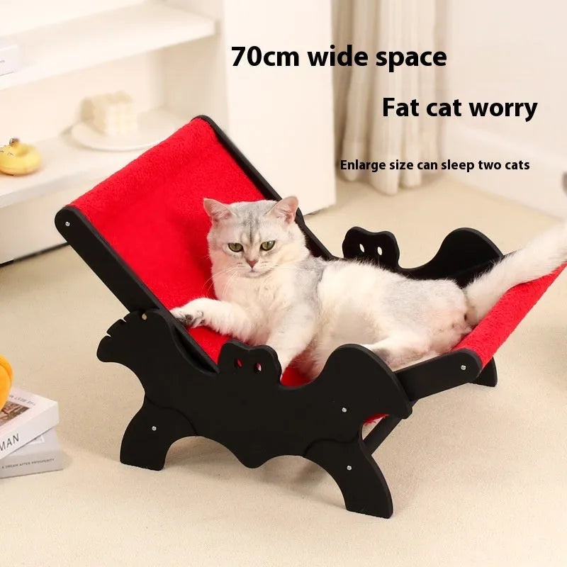 MW-054 wooden bat design cat recliner bed in black and red Halloween colours