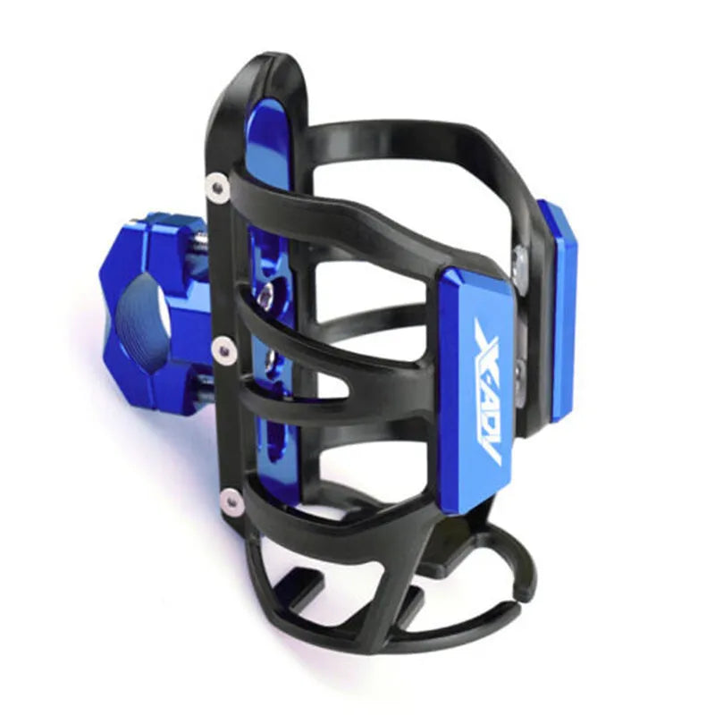 Black water bottle cage mounted on Honda X-ADV scooter bumper