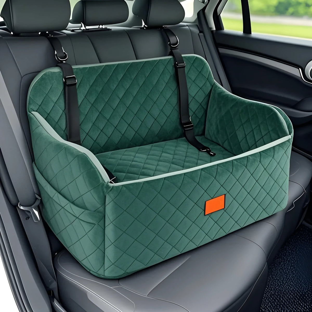 Car rear dog kennel 76x48x38cm in washable cloth, available in grey, green, black, black and grey, or dark brown