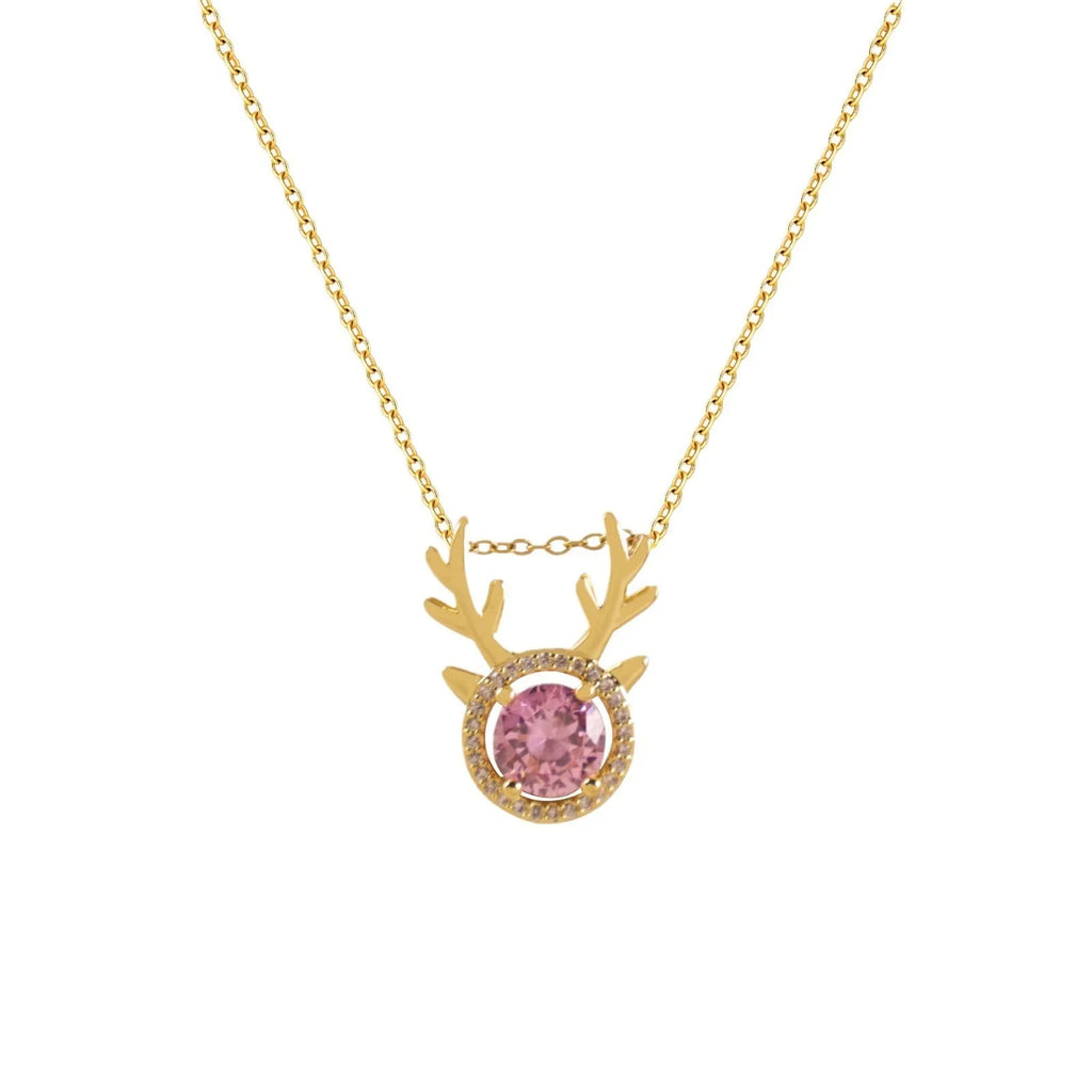 Antlers necklace with titanium steel cross chain and copper pendant, shown in one of sixteen colour options