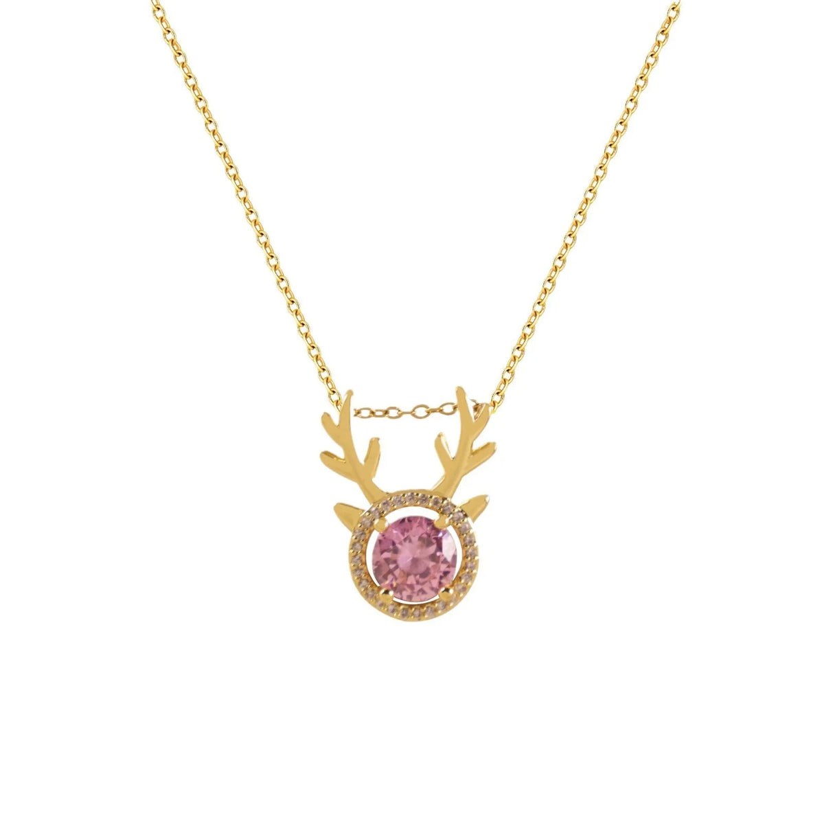 Antlers necklace with titanium steel cross chain and copper pendant, shown in one of sixteen colour options