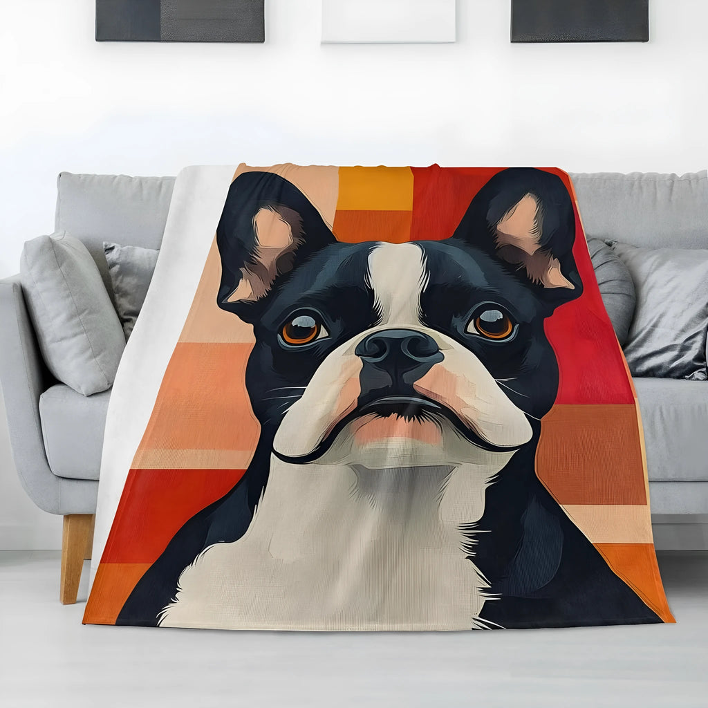 Pet dog lover photo cover blanket, polyester, 100x130cm, cartoon style, colour option