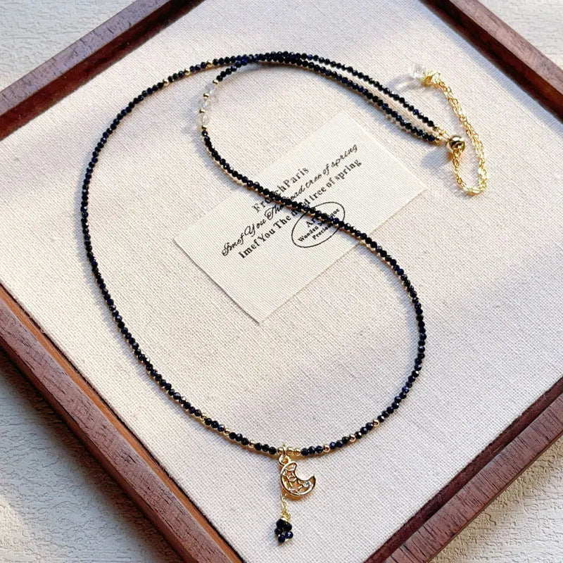Women's blue and gold three-ring multi-layer bracelet with sand stone beads.