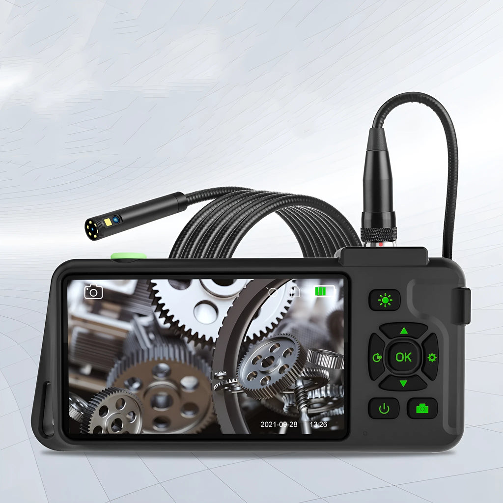 Handheld industrial endoscope with 4.5-inch screen and 5.5mm camera for automotive pipeline inspection
