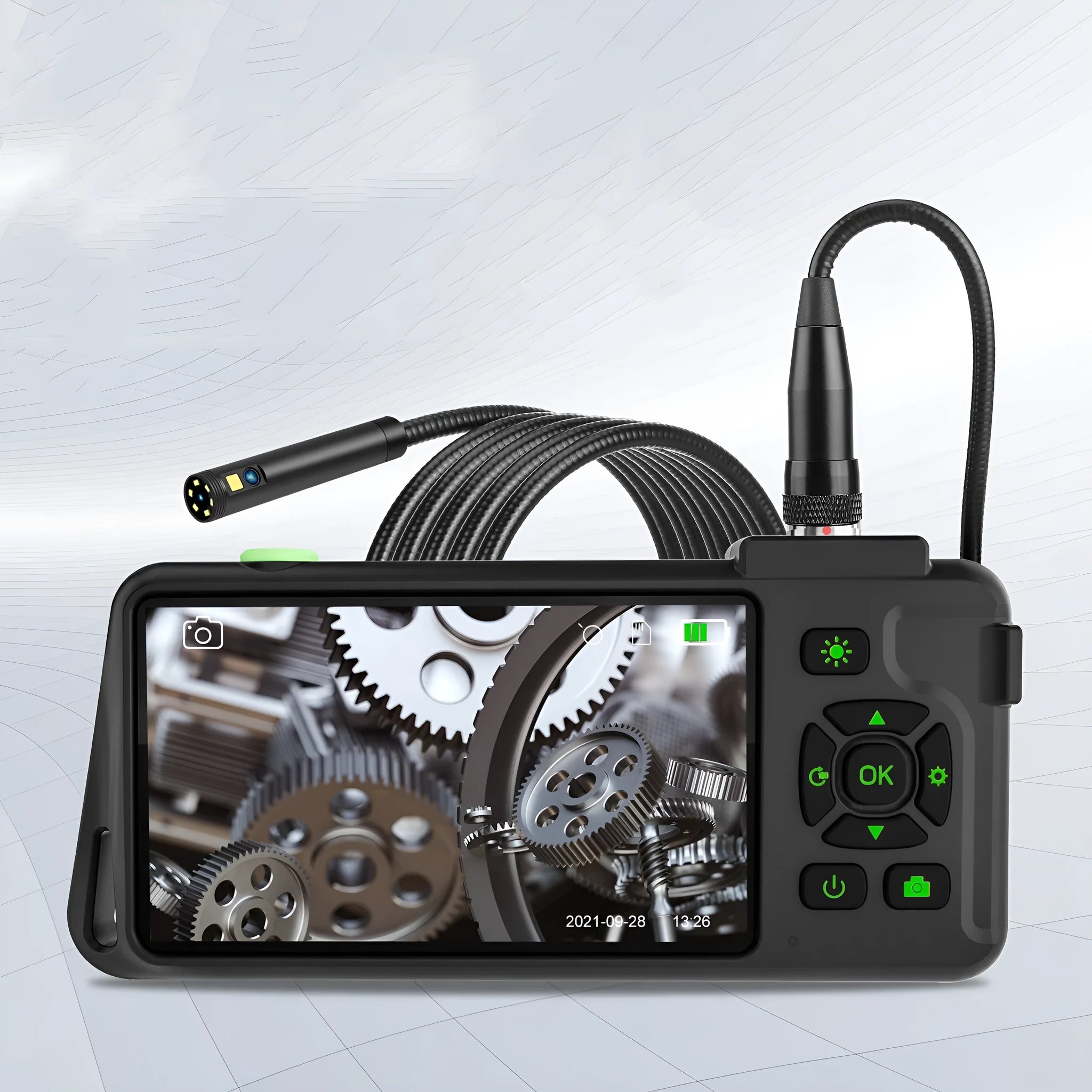Handheld industrial endoscope with 4.5-inch screen and 5.5mm camera for automotive pipeline inspection
