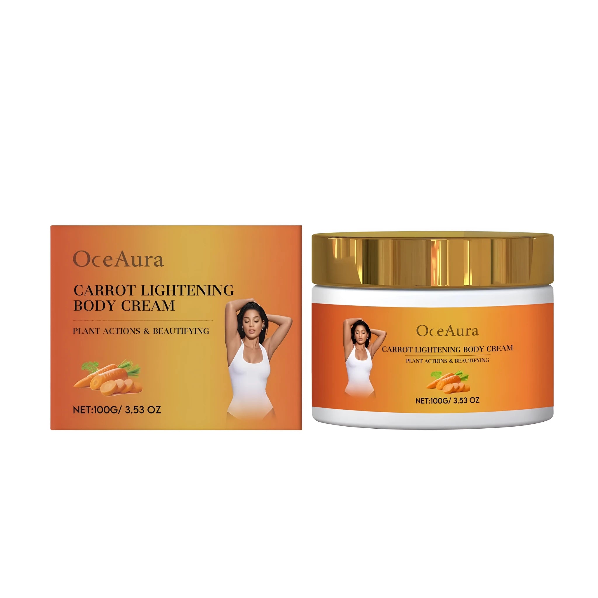 100g tube of Carrot Lightening Body Cream with licorice and vitamin C.