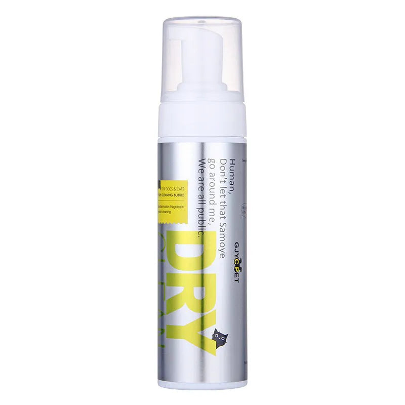 Pet cleaning set with bottles of foot foam, ear liquid, deodorant spray and packs of ear and eye wipes