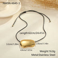 Stainless steel necklace with geometric pendant in gold or silver finish on adjustable 41-50cm chain