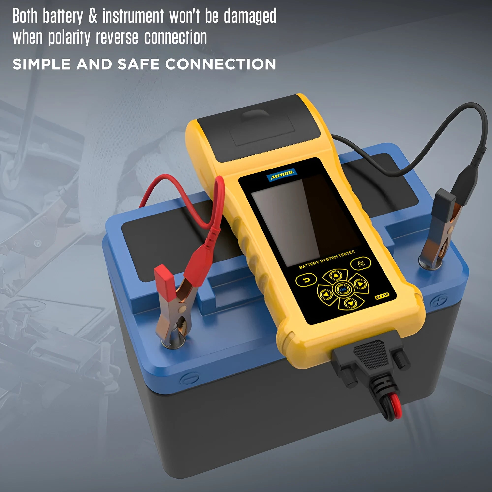 Autool BT760 colour screen car battery tester with clip connectors and thermal printer