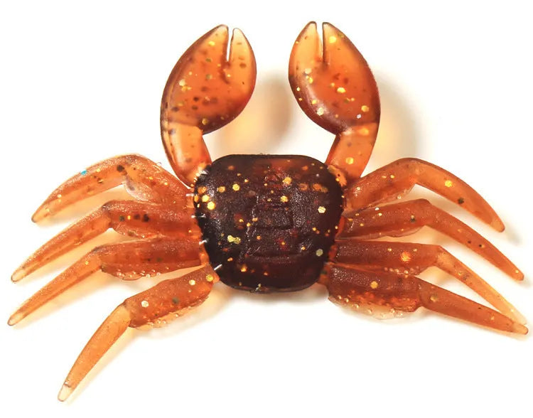 PVC crab fishing lure measuring 8cm in red and brown colour variations
