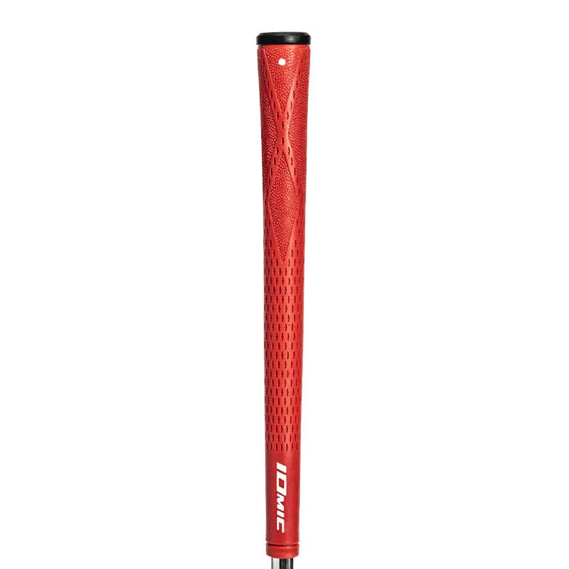 TPE material golf club replacement grip shown in multiple colour options including pink, red, blue, and two-tone designs.