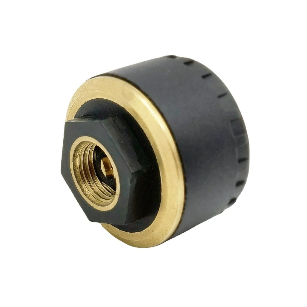 Four black Bluetooth tyre pressure monitors for mobile phone app display.