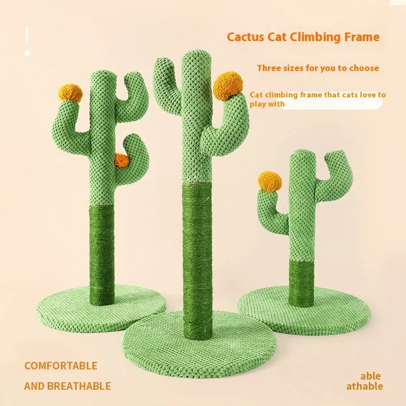 Cactus or coconut tree design cat scratching board climbing pole with cotton thread sisal rope surface