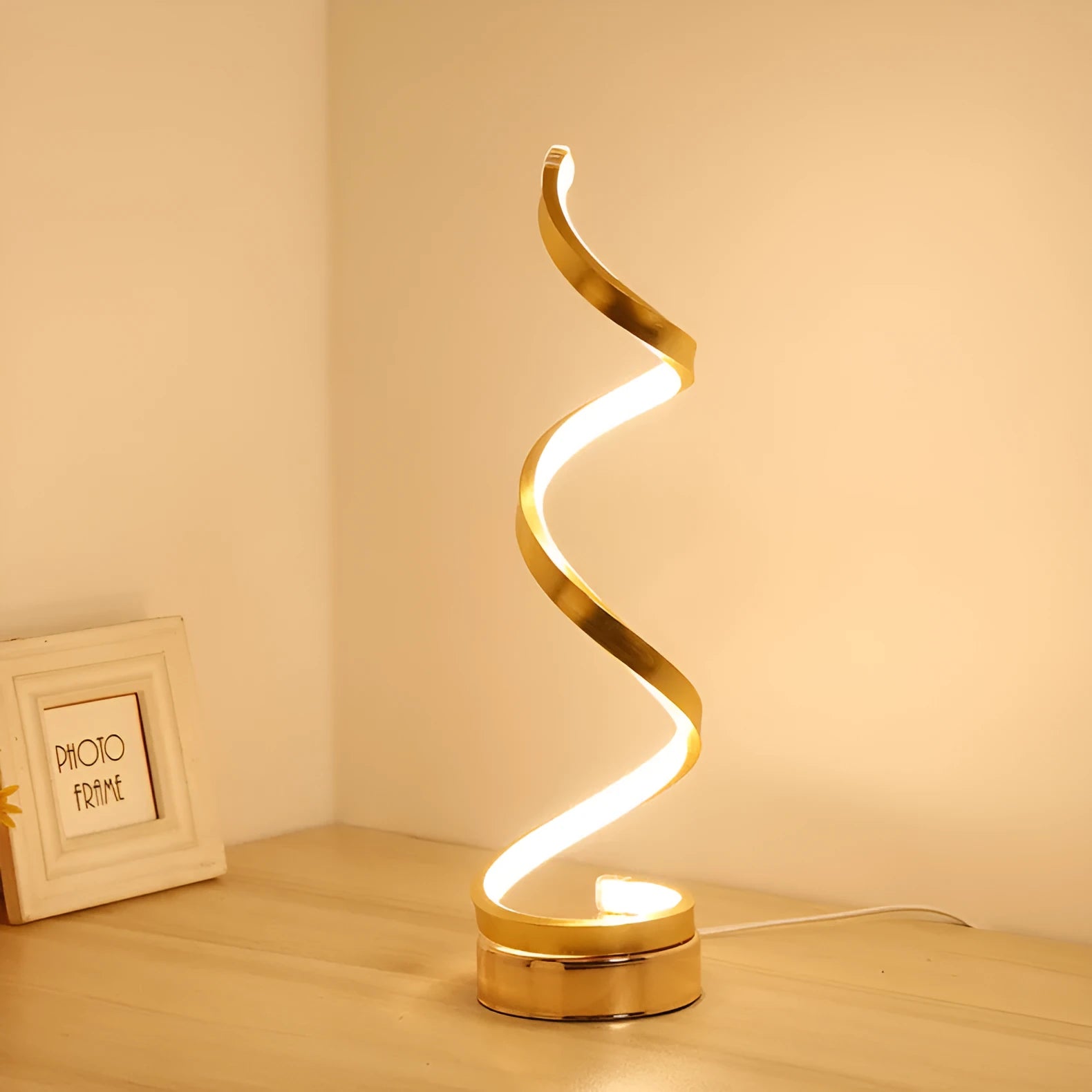 Minimalist black and white LED table lamp with aluminium shade and tri-colour dimming