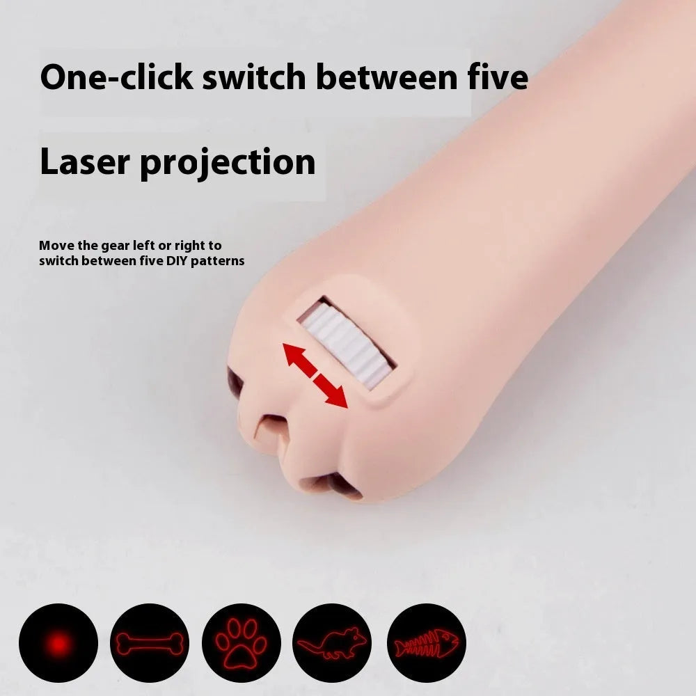 Rechargeable cat teasing stick with laser patterns and moon-light lamp in choice of colours