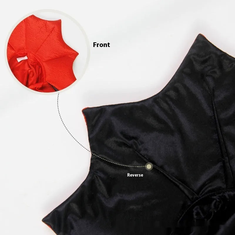 Black and red Halloween costume for cats and dogs made from polyester fabric