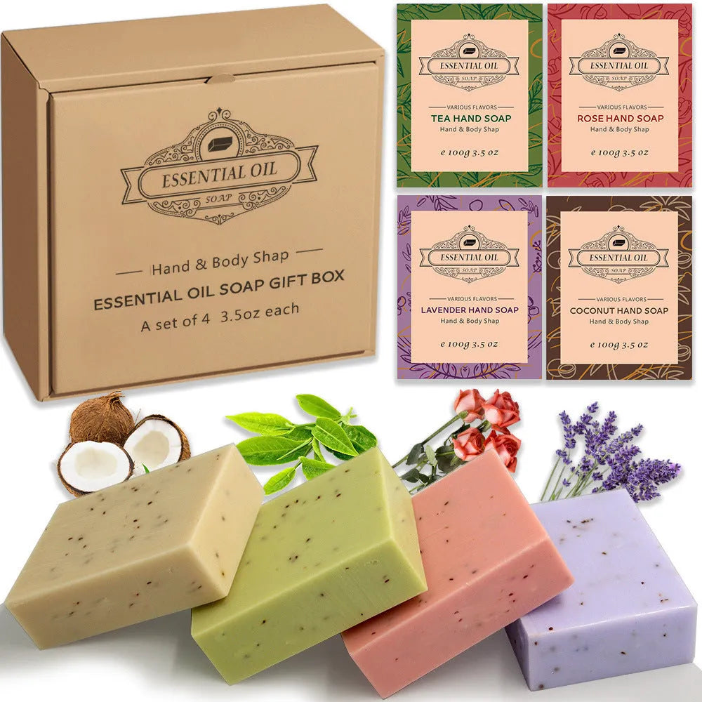 Handmade plant essential oil soap bar with frosted surface, 100g weight for body and hand washing