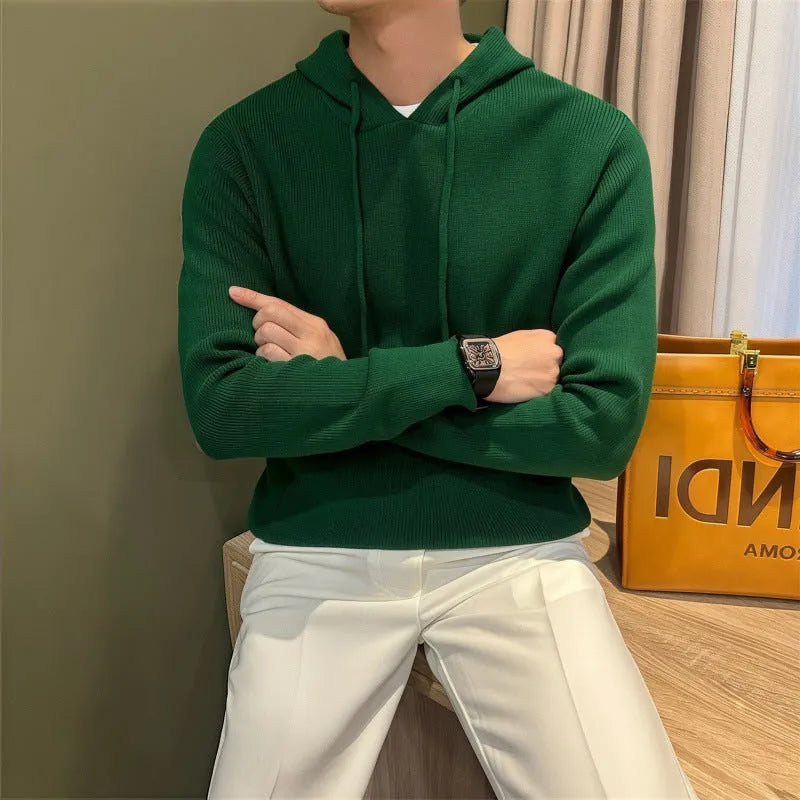 Lazy and slightly loose knitted sweater in green, black, or gray, slim fit pullover with long sleeves, sizes M-3XL