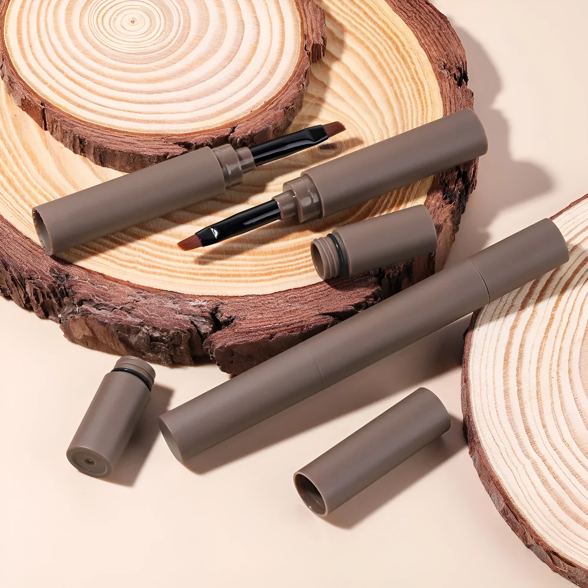 Double-headed eyebrow cream pencil in natural colour shades for universal skin type brow shaping