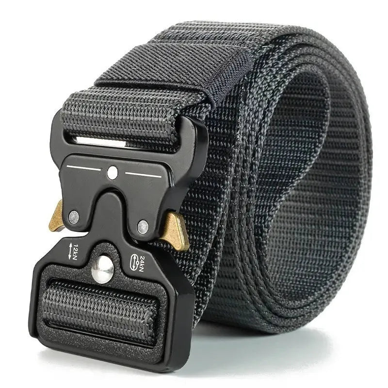 Men's thick canvas tactical belt with alloy release buckle in various colours