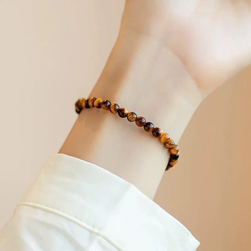 Handmade tiger's eye bracelet with geometric round beads in new Chinese style