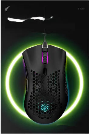BM600 wireless gaming mouse with luminous charging in cyan, black, or white on a desk.
