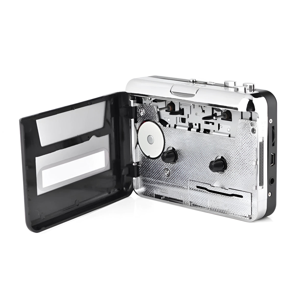 Silver USB cassette tape to MP3 digital audio converter unit with cable