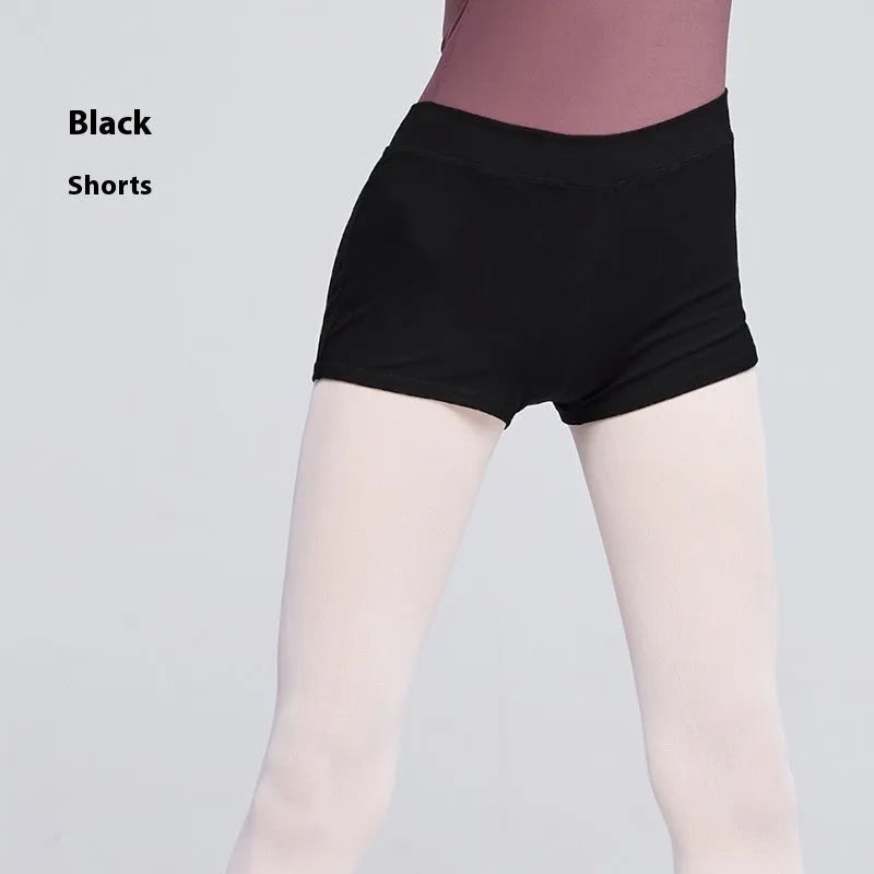 Black women's cotton ballet practice pants for dance exercise, showing solid colour and soft fabric texture